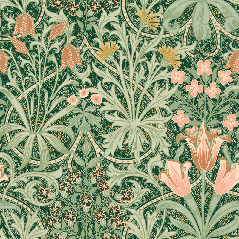 William Morris Woodland Weeds Forest Wallpaper, Green