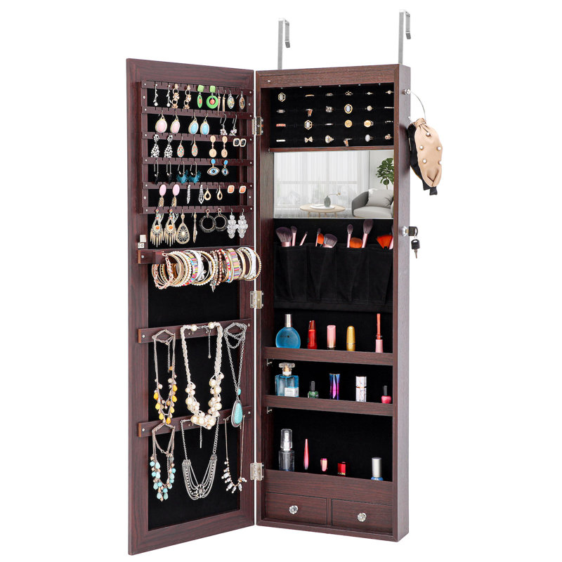 Armoire à bijoux avec miroir, Marron