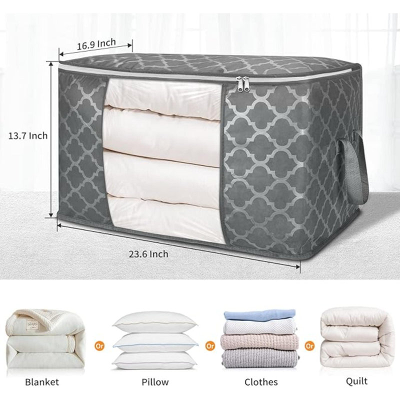 Grand sac de rangement 90 L avec rangement pour vêtements, poignées durables