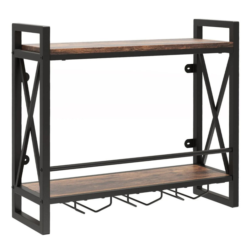 Wall Mounted Wine Bottle Rack Brown