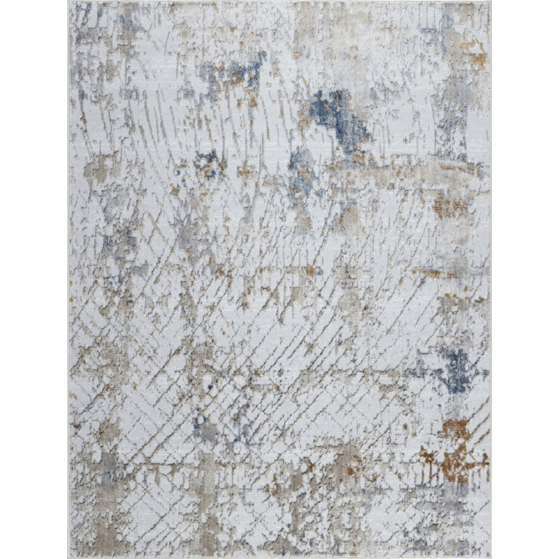 Tapis en plastique polypropylène abstrait texturé gris, Tapis de couloir 2 pi 7 po x 7 pi