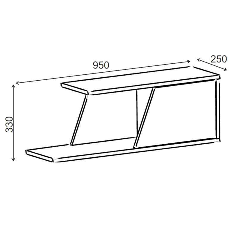 Floating Shelf, Sapphire Oak/Retro Grey