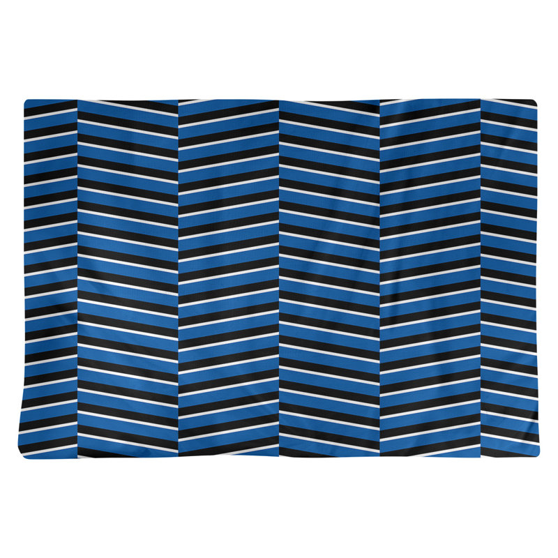 Napperon en coton 18 po à rayures fracturées, Bleu/noir, polyester