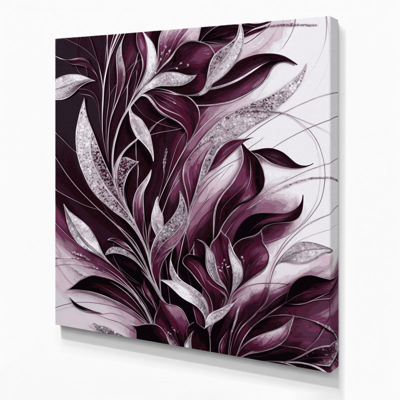 Abstrait floral 9, art mural sur toile brune, H 8 po x l 8 po