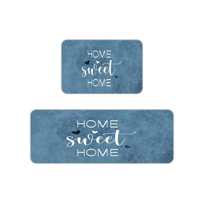 Blue Home Sweet Home Kitchen Mats, 2 Pack, Simple Decor For Bedroom & Kitchen