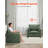 Green Accent Chair, Modern Upholstered Accent Chair with Armrests, Cloth Arm Chairs with Thick Cushion and Arched Backrest, Single Fabric Armchair for Living Room, Bedroom, Study, Office