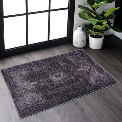 Tapis 2 x 3, lavable à la machine, doux, antidérapant, pour la cuisine, la salle à manger, la chambre à coucher, le salon - bourgogne et tapis pour animaux 2 x 3, coffre-fort