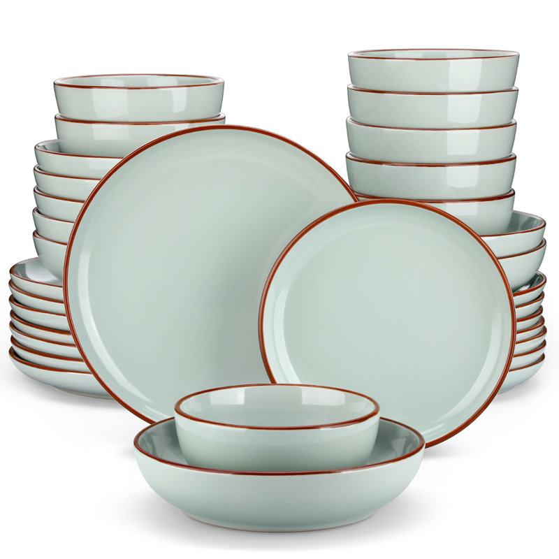 Vancasso  32 Piece Stoneware  Dinnerware Set, Jade Stone Green