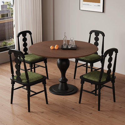 Black&Walnut Round Solid Wood Dining table