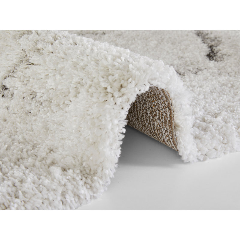 Mayrin Shaggy Cream/Grey Rug, Rectangle 80 x 150cm