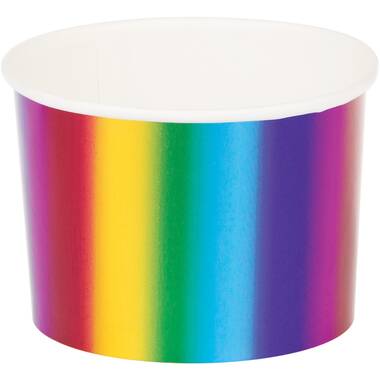 plastic rainbow colored cups in set