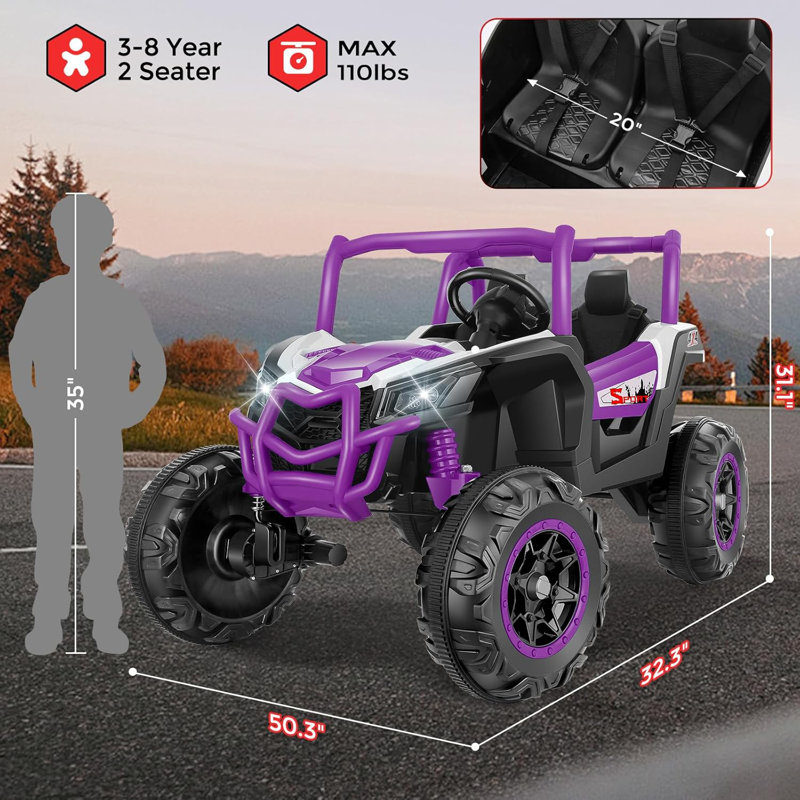 24V Pink 2-Seater Off-Road UTV Ride-On Car with Remote Control