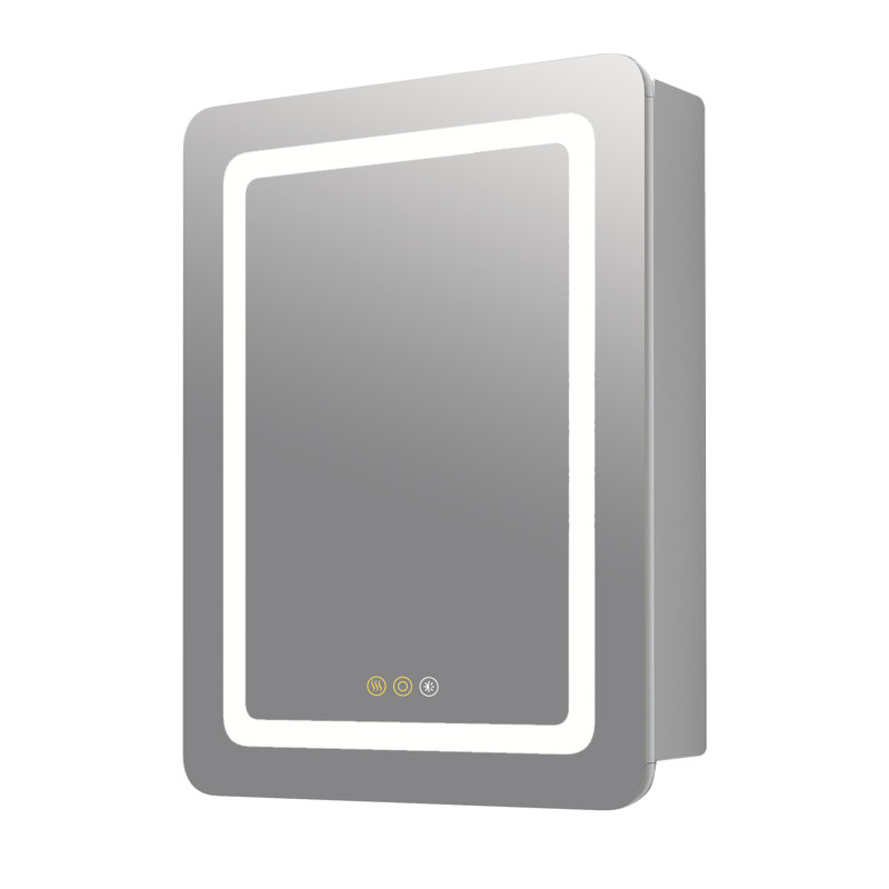 Frantzeska 24''W x 32" H Recessed/Surface Mount Medicine Cabinet with Mirror, Defogger, Dimmer, Outlets & USBs and Interior Mirror