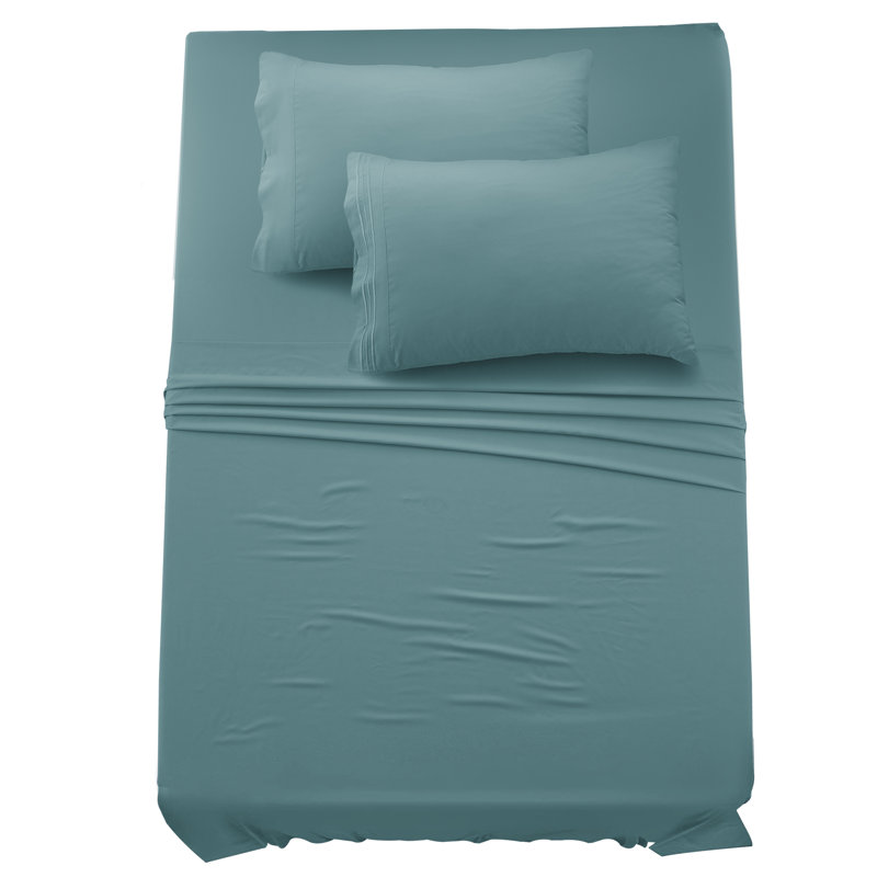 Ensemble de draps en microfibre 6 pièces Lux Decor, Ensemble de draps pour lit simple TG + 1 drap-hous, Bleu sarcelle