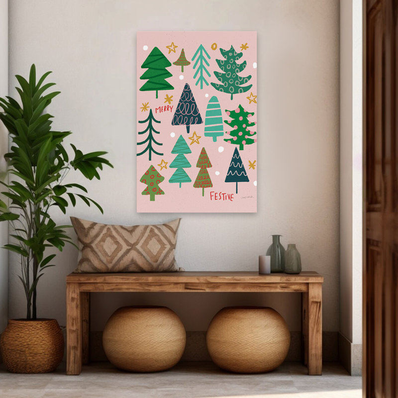 Winter Fun IV - Blue Christmas Trees, H 48 po x l 32 po