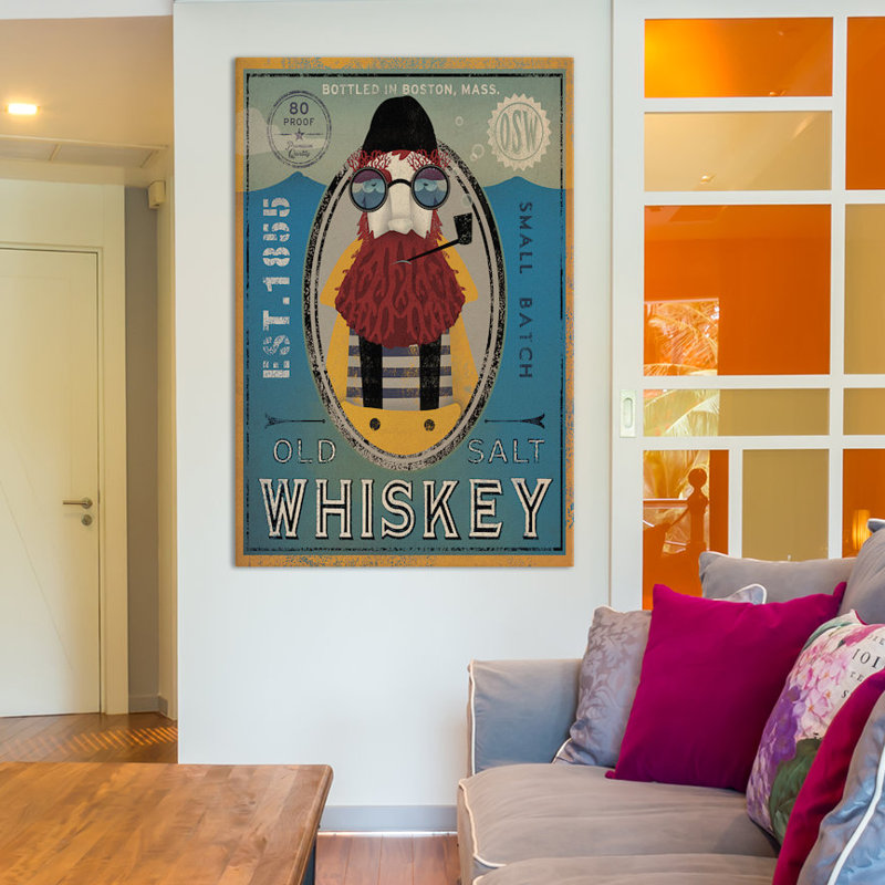 Vieux sel, affiche rétro sur toile tendue pêcheur iv, H 12 po x l 18 po x P 1,5 po