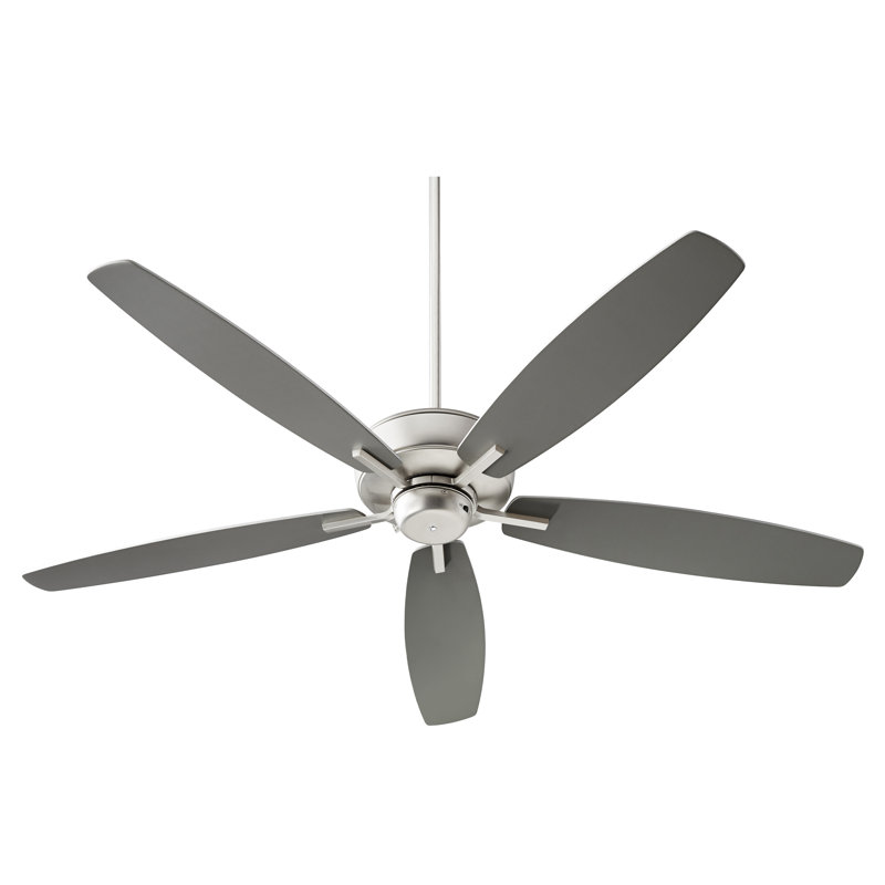 Ventilateur de plafond 5 pales 60 pouces avec télécommande Aramayls, Nickel satiné