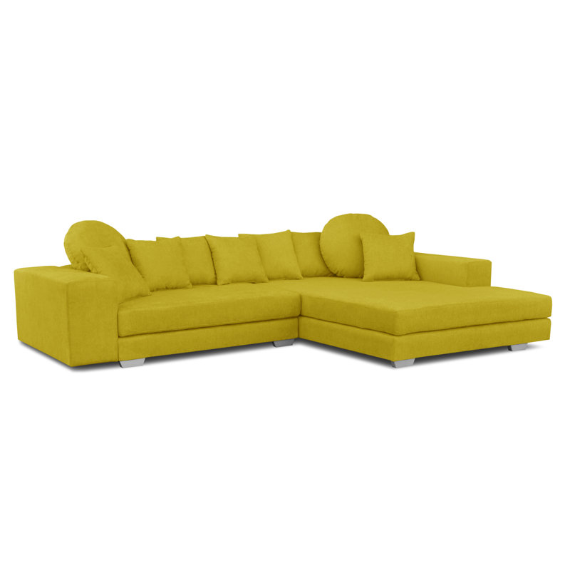 Karla 3 Seater Sofa & Chaise, Right, Yellow/Green