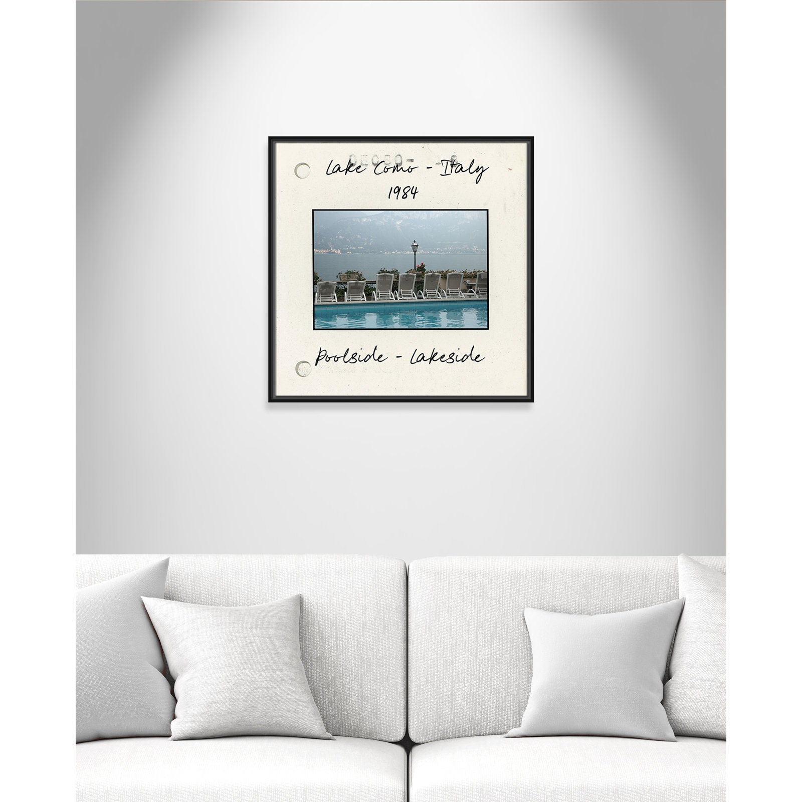 Travel Slide Collection "Lake Como, Italy" Print, Black Floater Framed Canvas, 25.5" H x 25.5" W x 2" D