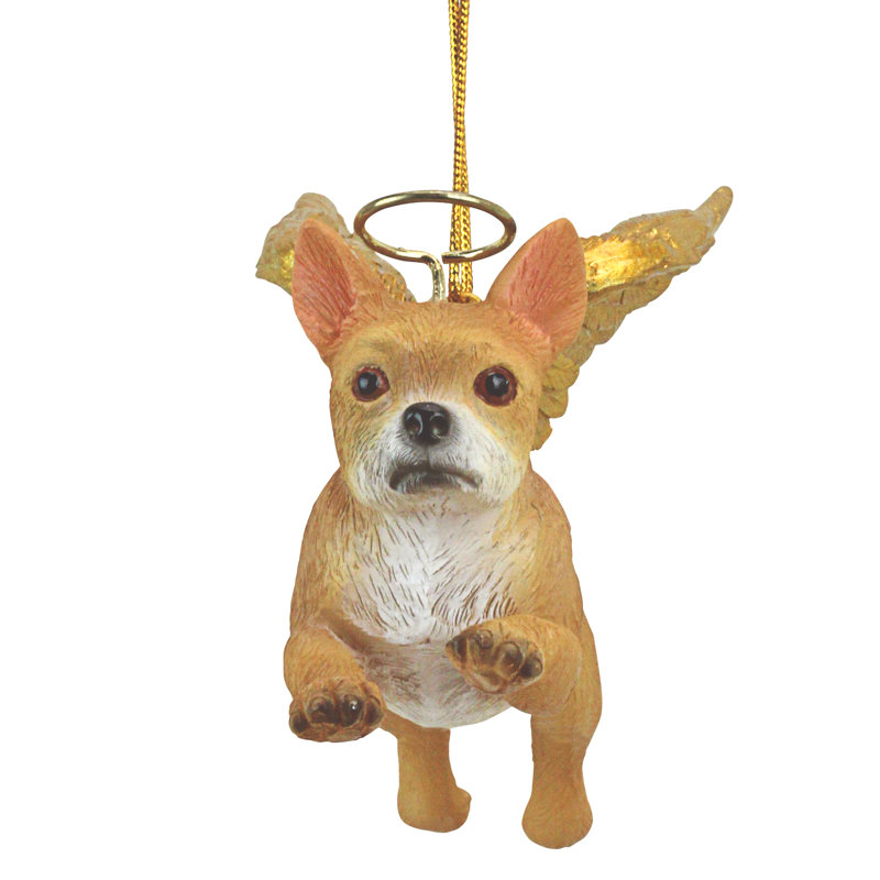 Golden Winged Chihuahua Resin Holiday Ornament