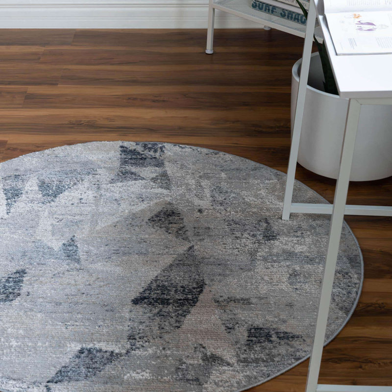 Geometric Indoor Rug, Round 4'1"