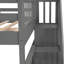 Lit superposé gris avec rangement pour escalier et garde-corps. Chambre à coucher, Dortoir essentiel. Structure en bois massif. Grande capacité. Escalier sécuritaire. Option de conception polyvalente. Aucun sommier tapissier requis. 250 lb supérieur,