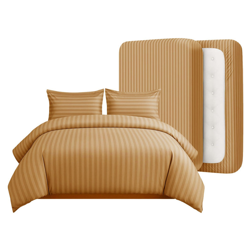 Striped Duvet Cover Set, King Duvet Cover + 3 Additional Pieces, White 