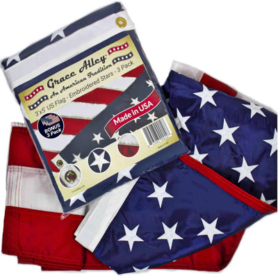 Drapeau américain: drapeau américain 2 x 3 pi. Étoiles brodées, rayures cousues et œillets en laiton. Nylon résistant à la décoloration, robuste et durable pour une durabilité à l'extérieur.