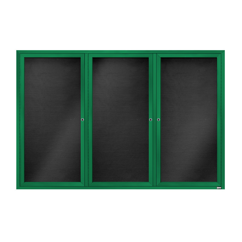 Tableau d'affichage mural fermé pour armoire d'annuaire, Vert thermolaqué, Trois, 48 po x 72 po