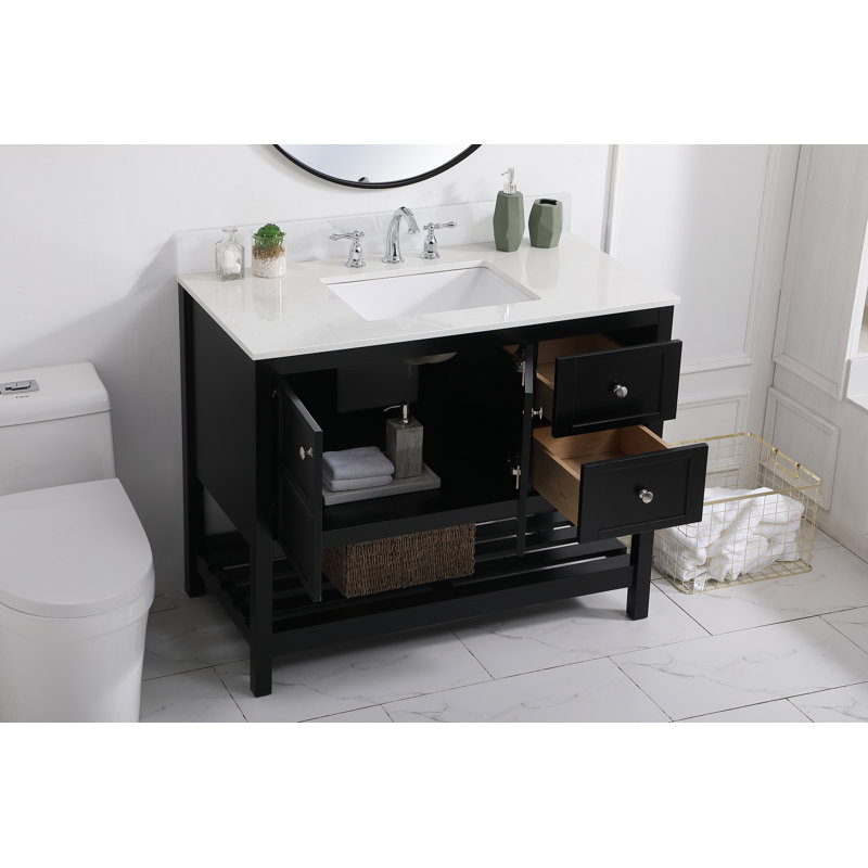 Krish 42'' Single Bathroom Vanity with Top, Black
