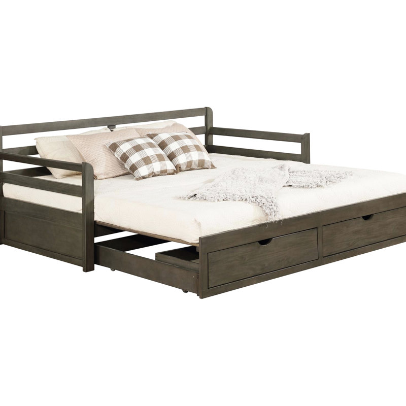 Lit de jour gris pour la chambre à coucher avec 2 tiroirs de rangement et un lit gigogne extensible