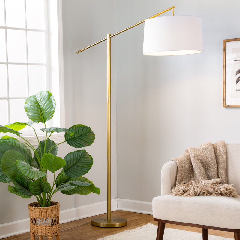 John-Stephan 69" Floor Lamp, Plated Gold, White