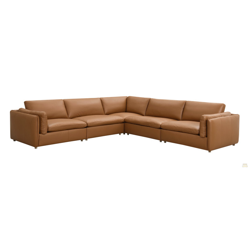 Brighton Top Grain Leather 5 Pieces Modular Sectional