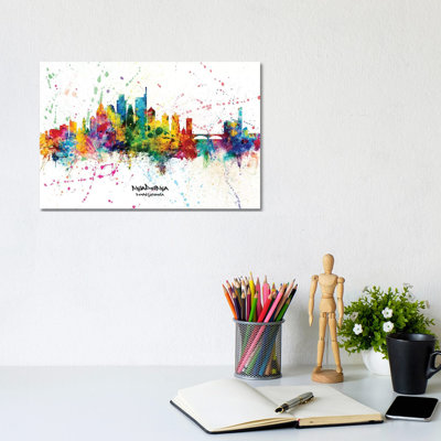 Philadelphia Pennsylvania Skyline Splash by Michael Tompsett - 1 Piece Wrapped Canvas Painting