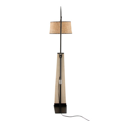Robyn Mid-Century Modern Floor Lamp In Wood And Metal With Linen Shade