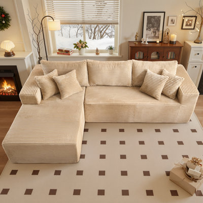 Boneless No Assembly Required Compression Packed 2-piece Cloud Modular Upholstered Sectional Sofa