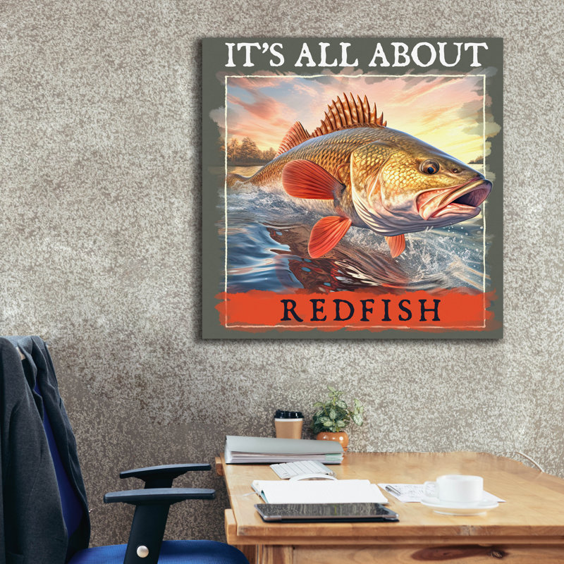 Epic Graffiti 'Redfish '  by Jim Baldwin Canvas Wall Art, 37" x 37"