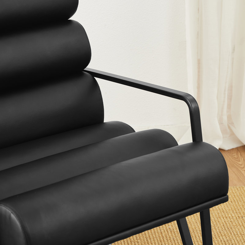 Cacey Faux Leather Armchair, Black Faux Leather