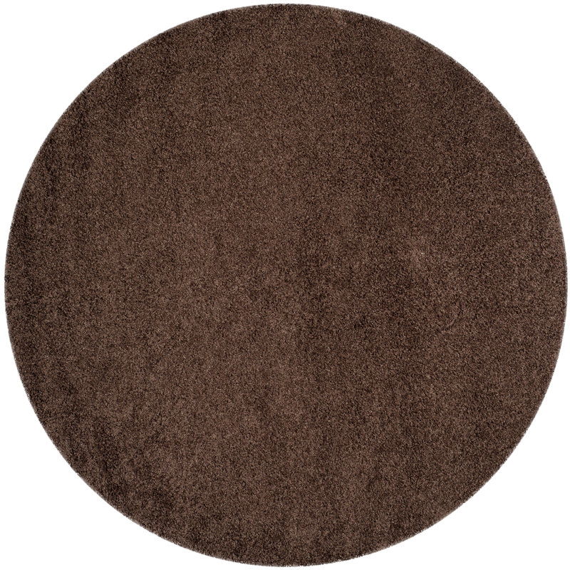 Rizco Shag Performance Solid Color Rug, Round 6'7"