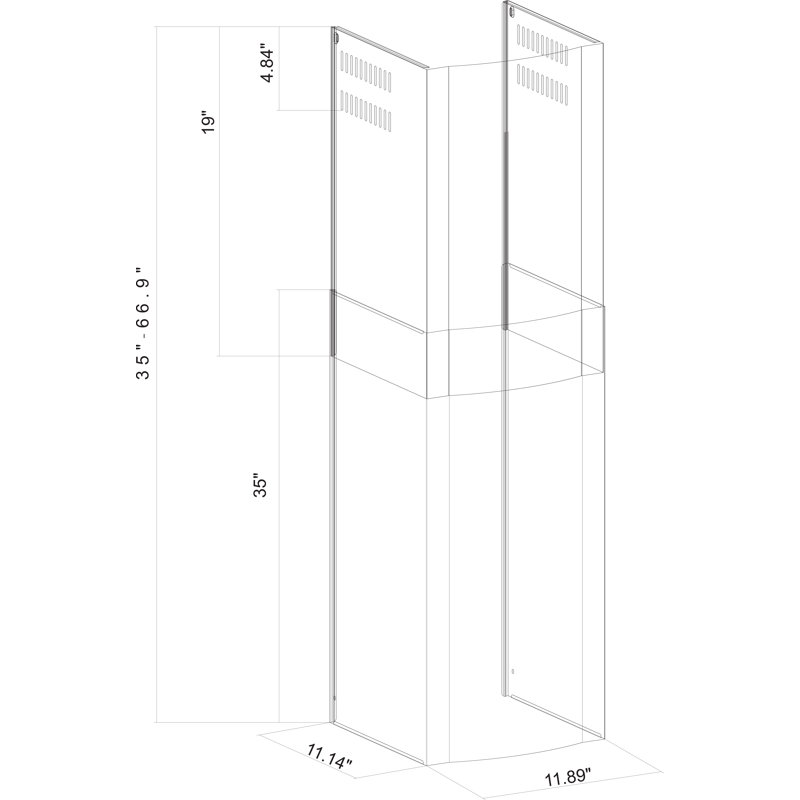 Winflo Wall Mount Range Hood Chimney Extension Kit - Thumbnail 4