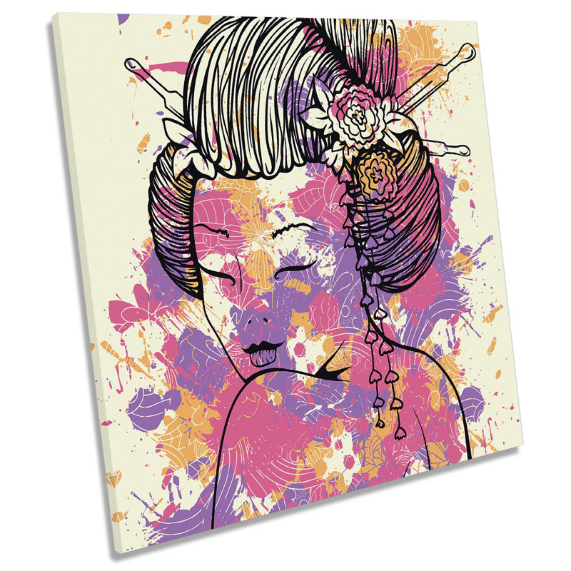X8824 Modern Geisha Girl Face - Wrapped Canvas Print, 60cm H x 60cm W x 2cm D