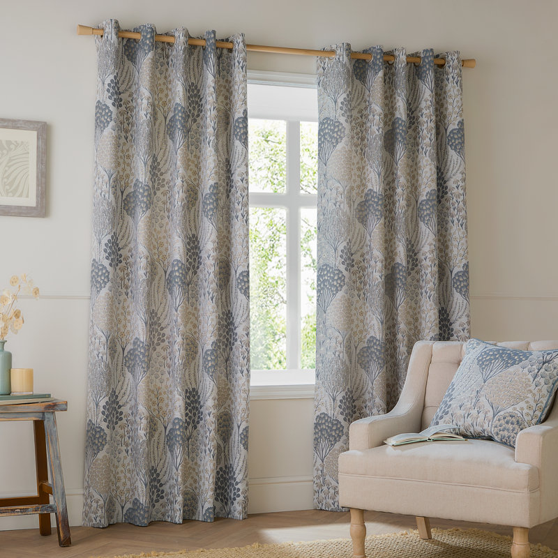 Ophelia Room Darkening Curtain Panel Pair, 117cm Width x 183cm Drop, Light Blue