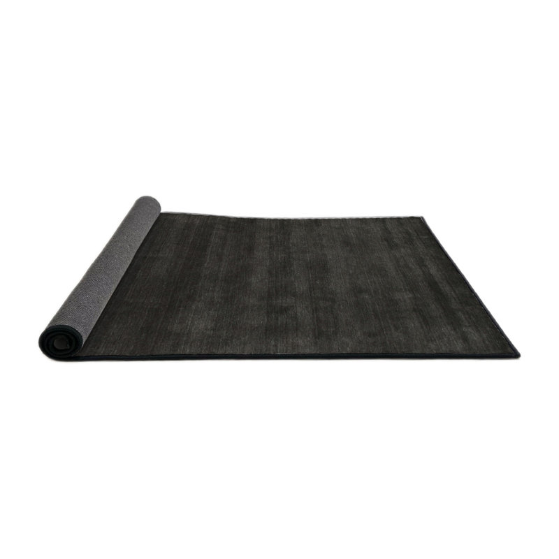 Tapis décoratif noir contemporain, Rond 5 pi