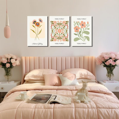 3 pièces d'art mural sur toile Boho