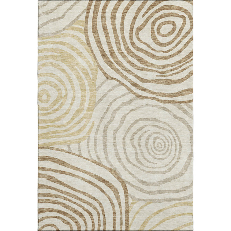 Premium Machine Washable Prisco Gold Rug