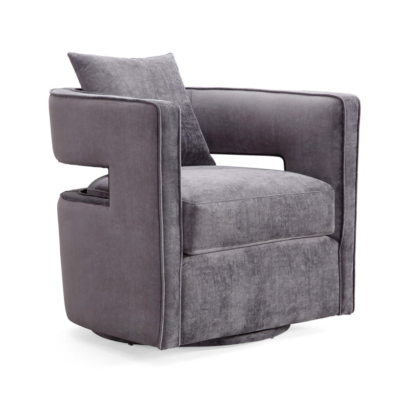 Kennedy Velvet Swivel Chair, Grey