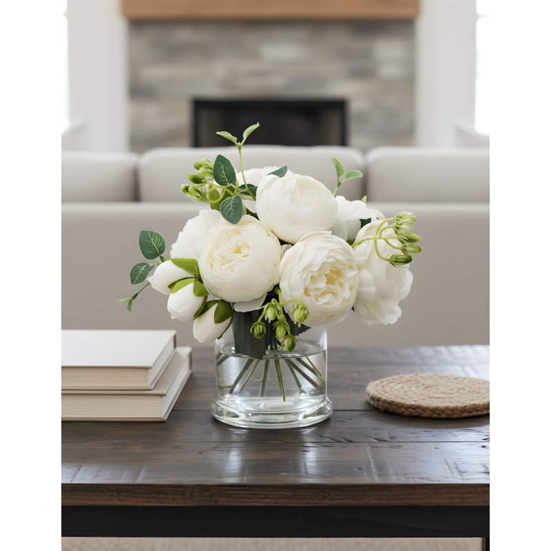 Silk Peony Arrangement in Vase