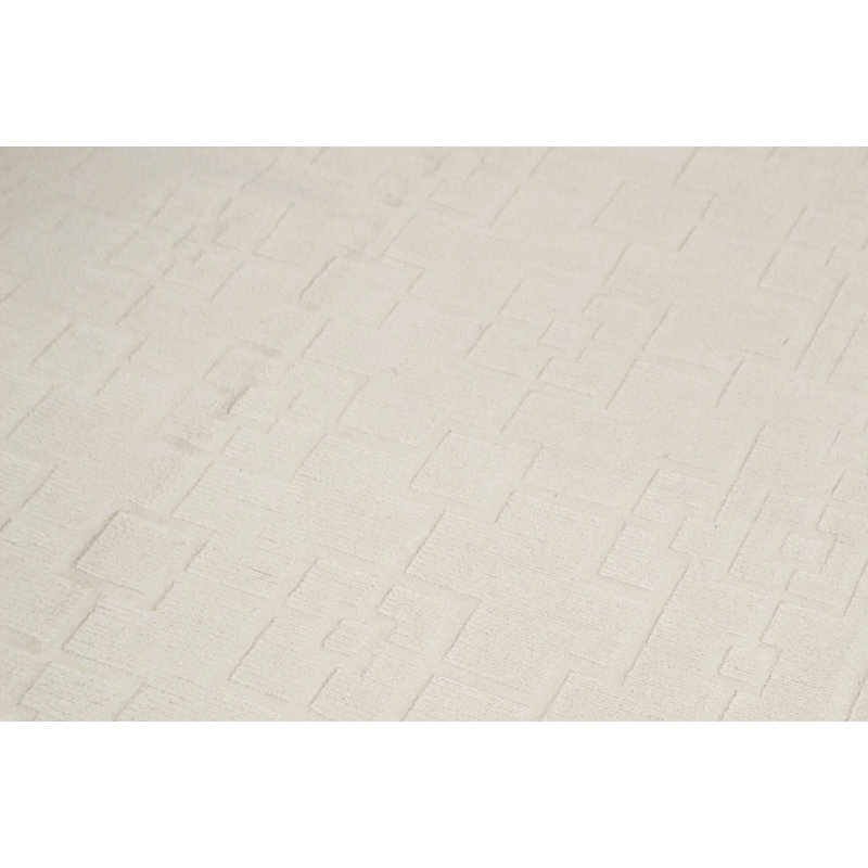 Wool Geometric Area Rug in Cream