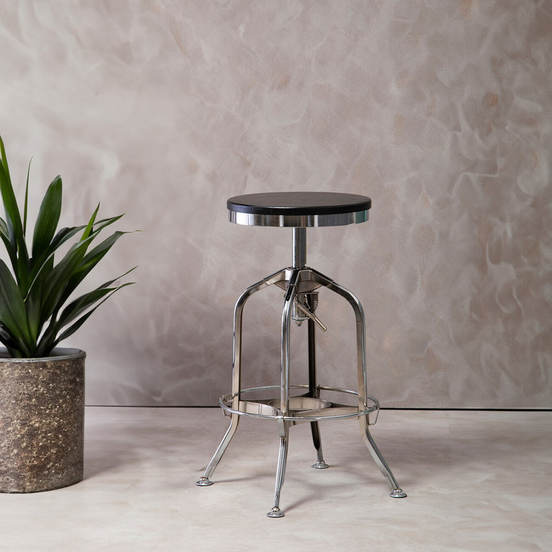 Mccartney Solid Wood Accent Stool, Silver