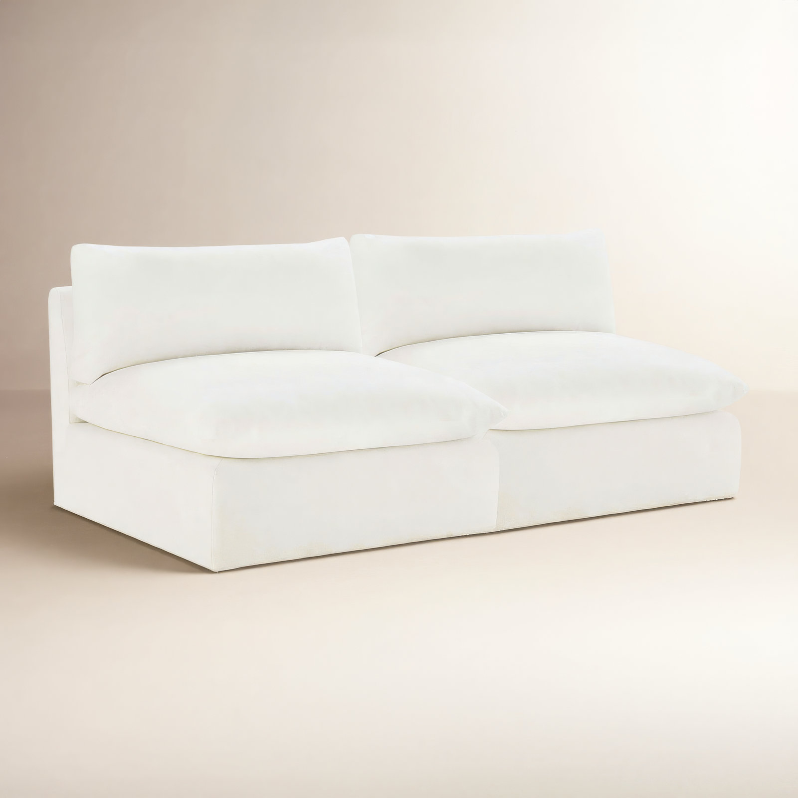 Annabella 81" Modular Sofa, Elite Ivory Textured Performance Chenille